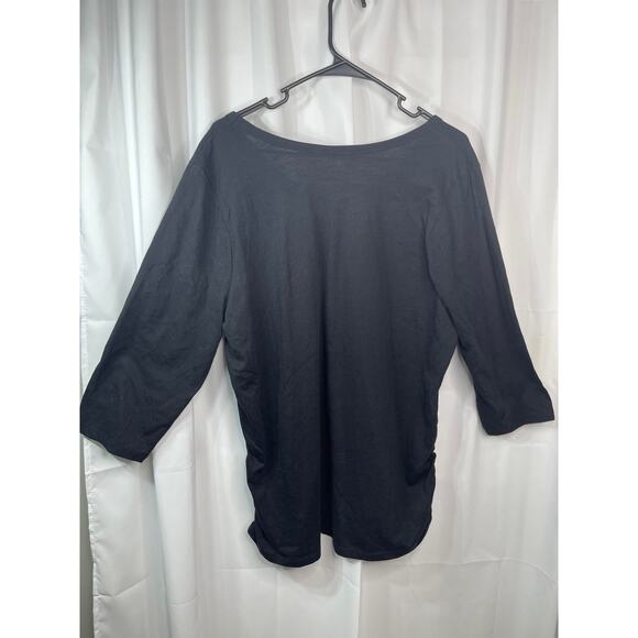 Lane Bryant tee t-shirt blouse top women's 18 - 20 knit black v-neck light wt - Picture 3 of 16